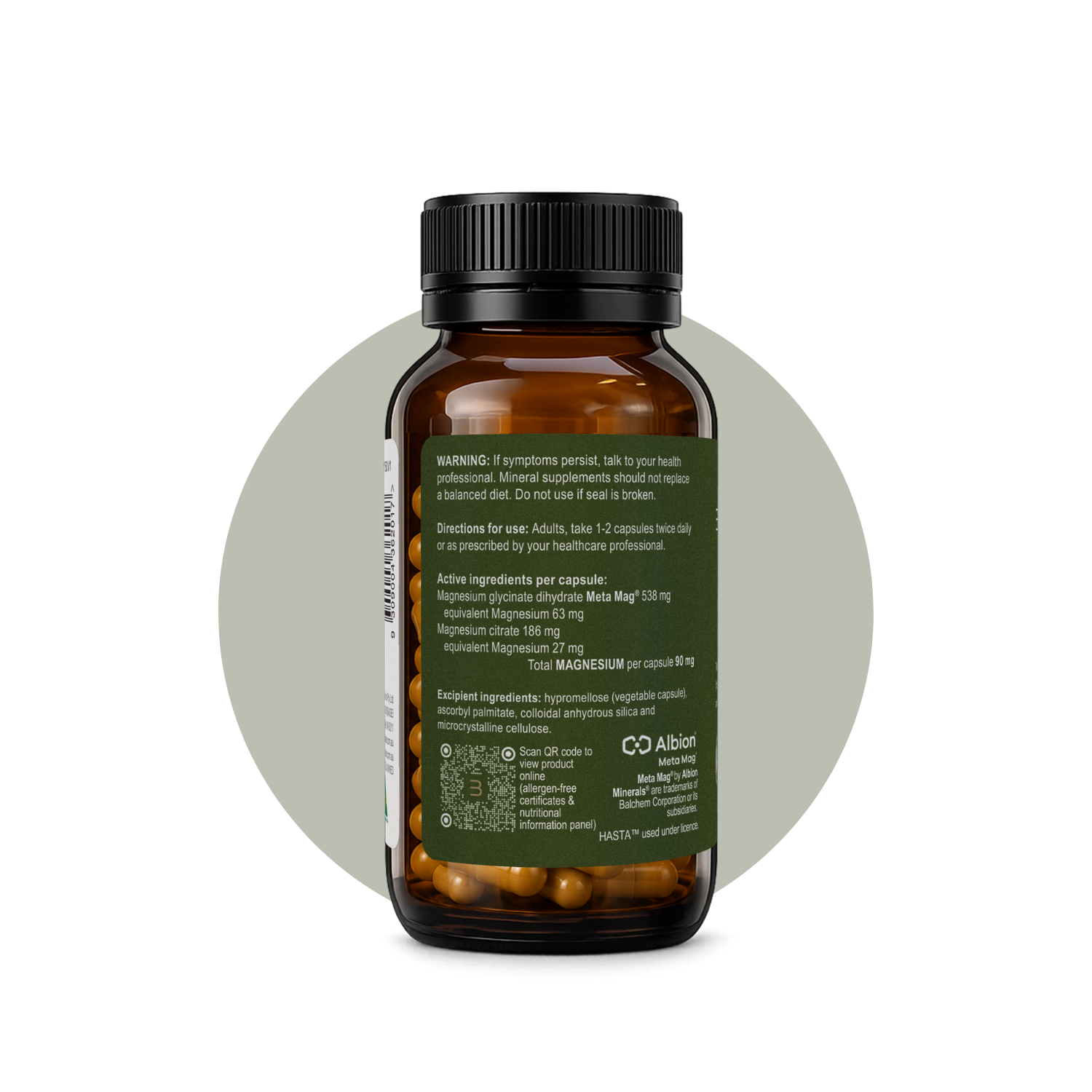 BonsaiSei MAGNESIUM daily magnesium supplement back label